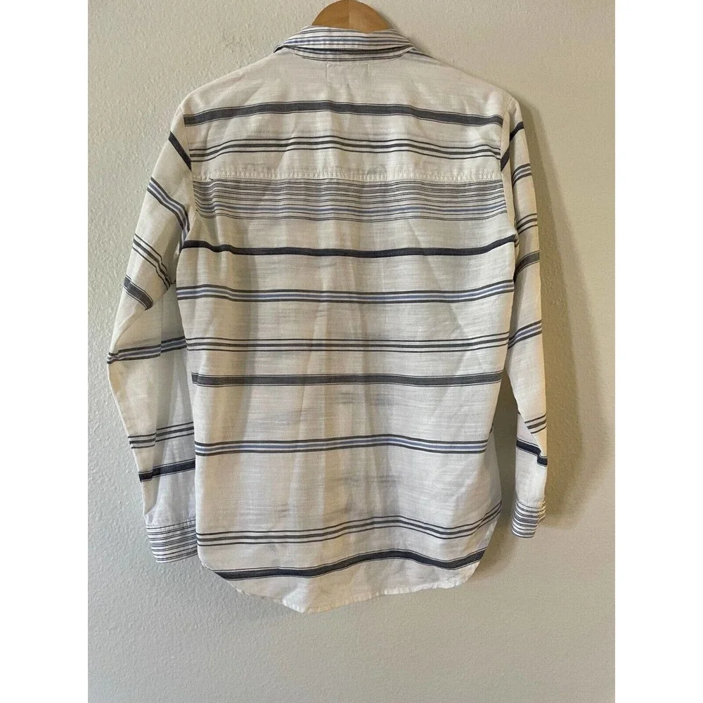 Michael Stars Size S Women's White Stripe Button Up Shirt Pocket‎ Long Sleeve